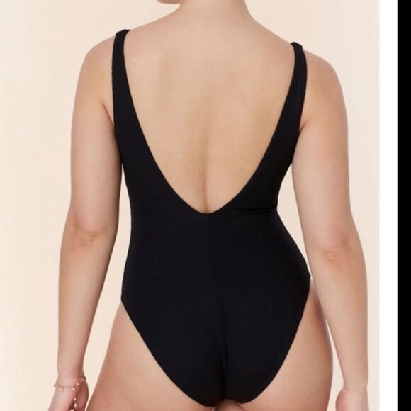 Andie The Ibiza One Piece Rib Swimsuit Black size M NWT - Picture 2 of 7